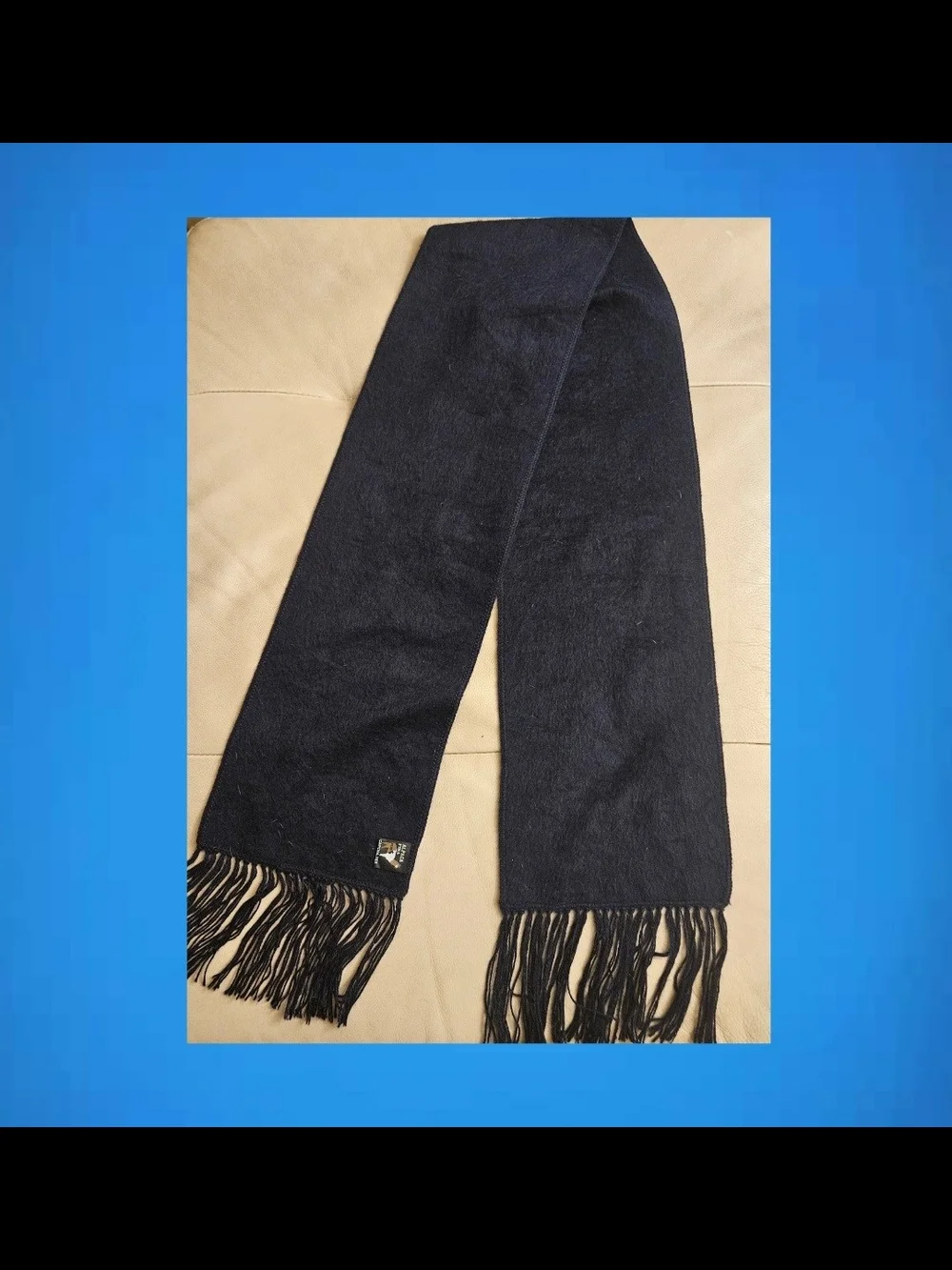 Capcha.Tex Peru Fine Alpaca Wool Scarf Fringed Black Gold Quality 70x9